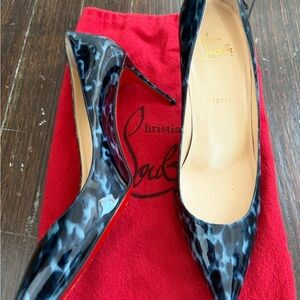 Christian Louboutin Black Patent Leopard Heels